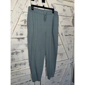 Eileen Fisher Sweatpants Womens Sz M Blue Knit Joggers Athleisure Lounge Stretch